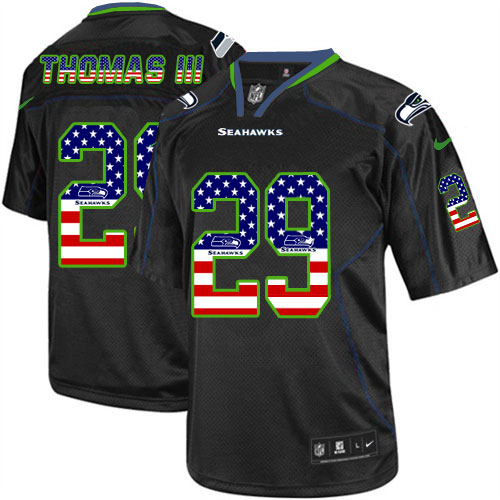 Men's Elite Earl Thomas III Nike Jersey Black - #29 USA Flag Fashion NFL Seattle Seahawks